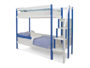 Двухъярусная кровать Svogen с бортиком синий-белый в Коркино - korkino.mebel74.com | фото
