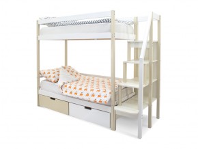 Двухъярусная кровать Svogen с ящиками бежево-белый в Коркино - korkino.mebel74.com | фото