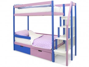 Двухъярусная кровать Svogen с ящиками и бортиком синий-лаванда в Коркино - korkino.mebel74.com | фото 1
