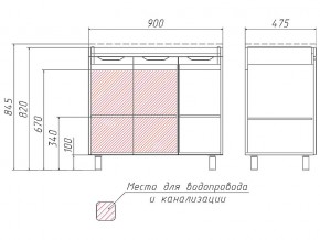 Комплект мебели для ванной 3D 90 в Коркино - korkino.mebel74.com | фото 4