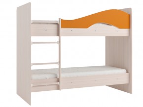 Кровать 2-х ярусная Мая на латофлексах млечный дуб, оранжевая в Коркино - korkino.mebel74.com | фото 1
