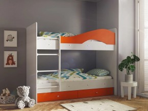 Кровать 2-х ярусная Мая с ящиками на латофлексах белый-оранж в Коркино - korkino.mebel74.com | фото