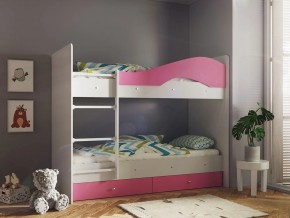 Кровать 2-х ярусная Мая с ящиками на латофлексах белый-розовый в Коркино - korkino.mebel74.com | фото 1