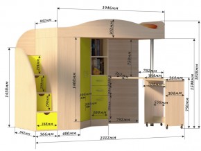 Кровать чердак Юниор 4 Бодега-лайм в Коркино - korkino.mebel74.com | фото 3