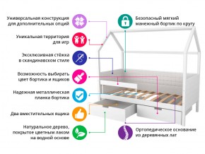 Кровать-домик мягкий Svogen с ящиками и бортиком бежевый в Коркино - korkino.mebel74.com | фото 2