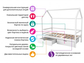 Кровать-домик Svogen с фото с ящиками и бортиком бежевый/зверята в Коркино - korkino.mebel74.com | фото 2