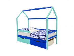Кровать-домик Svogen с ящиками и бортиком мятно-синий в Коркино - korkino.mebel74.com | фото 1
