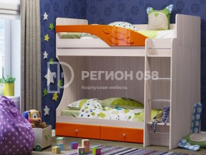 Кровать двухъярусная Бемби МДФ Апельсин металлик в Коркино - korkino.mebel74.com | фото