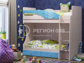 Кровать двухъярусная Бемби МДФ Голубой металлик в Коркино - korkino.mebel74.com | фото