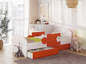 Кровать Мозаика с ящиком и бортиками на ламелях белый-оранж в Коркино - korkino.mebel74.com | фото 1