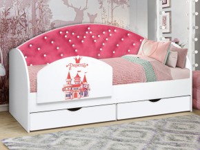Кровать с продольной мягкой спинкой Корона №1 800х1600 мм белая в Коркино - korkino.mebel74.com | фото 2
