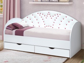 Кровать с продольной мягкой спинкой Корона №4 800х1900 мм белая в Коркино - korkino.mebel74.com | фото