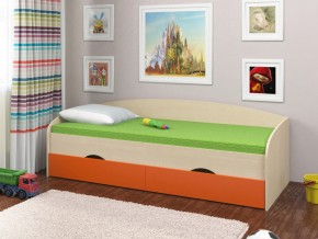 Кровать Соня 2 дуб молочный-оранжевый в Коркино - korkino.mebel74.com | фото