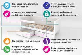 Кровать-тахта Svogen мягкая с ящиками и бортиком с фото белый/динозаврики в Коркино - korkino.mebel74.com | фото 2