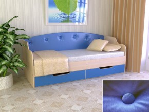 Кровать Юниор Тип 2 дуб молочный/синий 800х1600 в Коркино - korkino.mebel74.com | фото