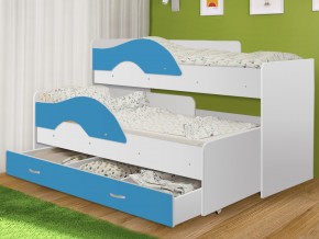 Кровать выкатная Радуга с ящиком 80х160 белая-голубой в Коркино - korkino.mebel74.com | фото