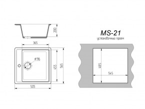 Кухонная мойка MS-21 в Коркино - korkino.mebel74.com | фото 2