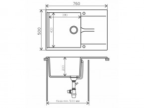 Мойка гранитная Gals-760 Белый хлопок 36 в Коркино - korkino.mebel74.com | фото 2