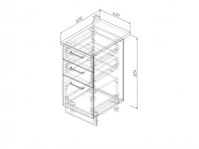 Н3Я 40 Модуль нижний Без Столешницы 3 ящика МН3Я 40 в Коркино - korkino.mebel74.com | фото