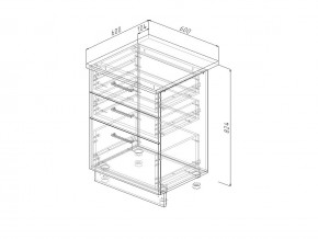 Н3Я 60 Модуль нижний Без Столешницы 3 ящика МН3Я 60 в Коркино - korkino.mebel74.com | фото