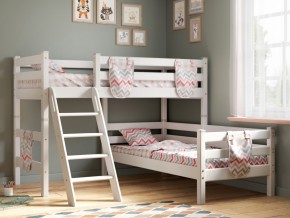 Угловая кровать Соня Вариант 8 с наклонной лестницей белая в Коркино - korkino.mebel74.com | фото 1